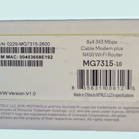 Motorola Cable Modem Plus WiFi Router - Picture 4 of 5